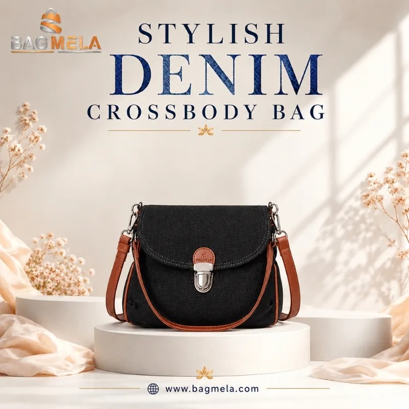 RH-07 Black Stylish Denim Crossbody Bag